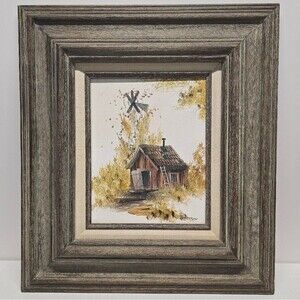 Vintage Oil Painting Barn House Landscape By Jim Patterson Signed Framed
